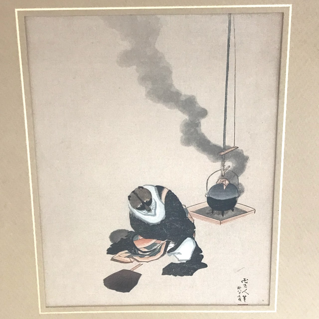 Tanuki Japanese Mythology Signed Woodblock Print