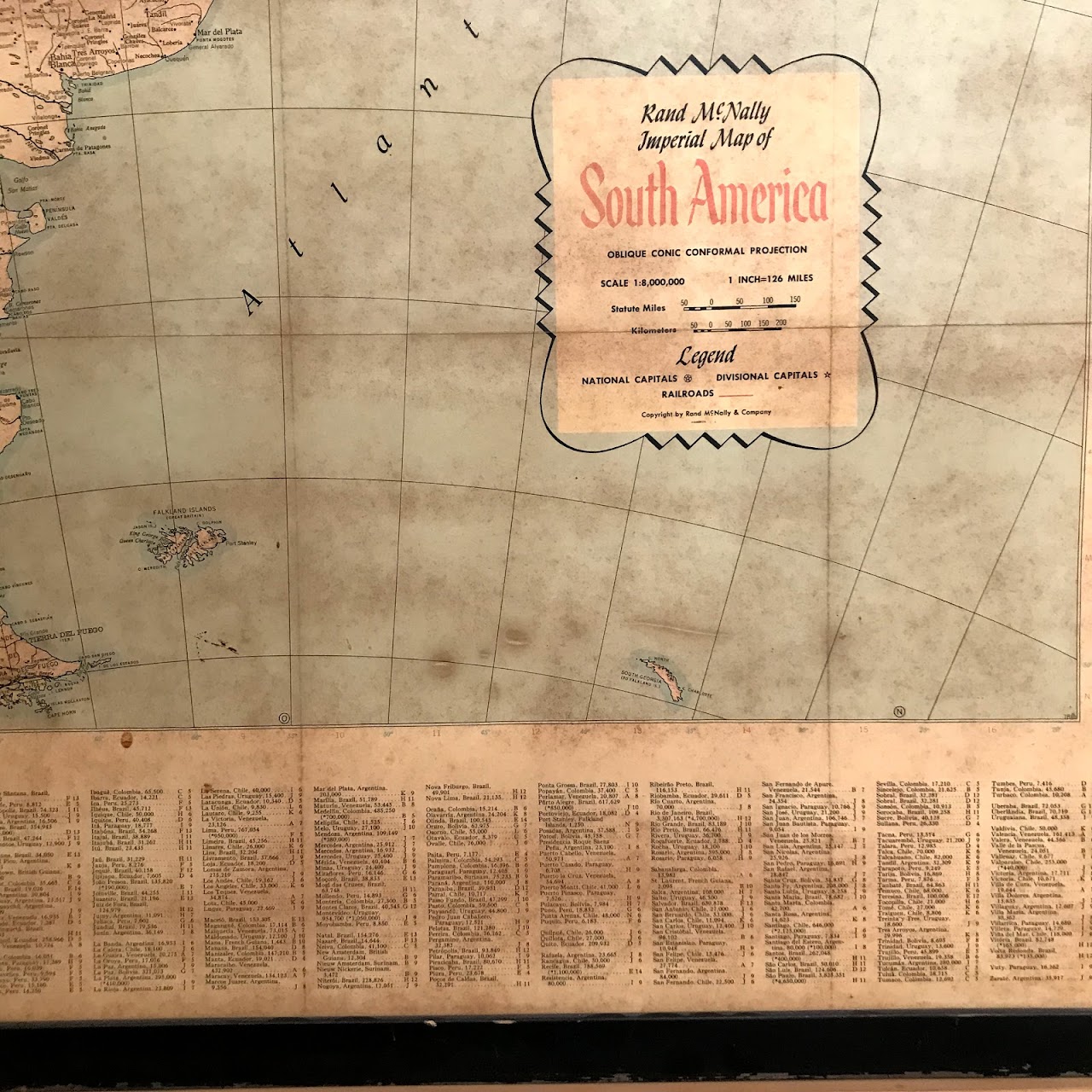 Rand McNally Vintage Map of South America
