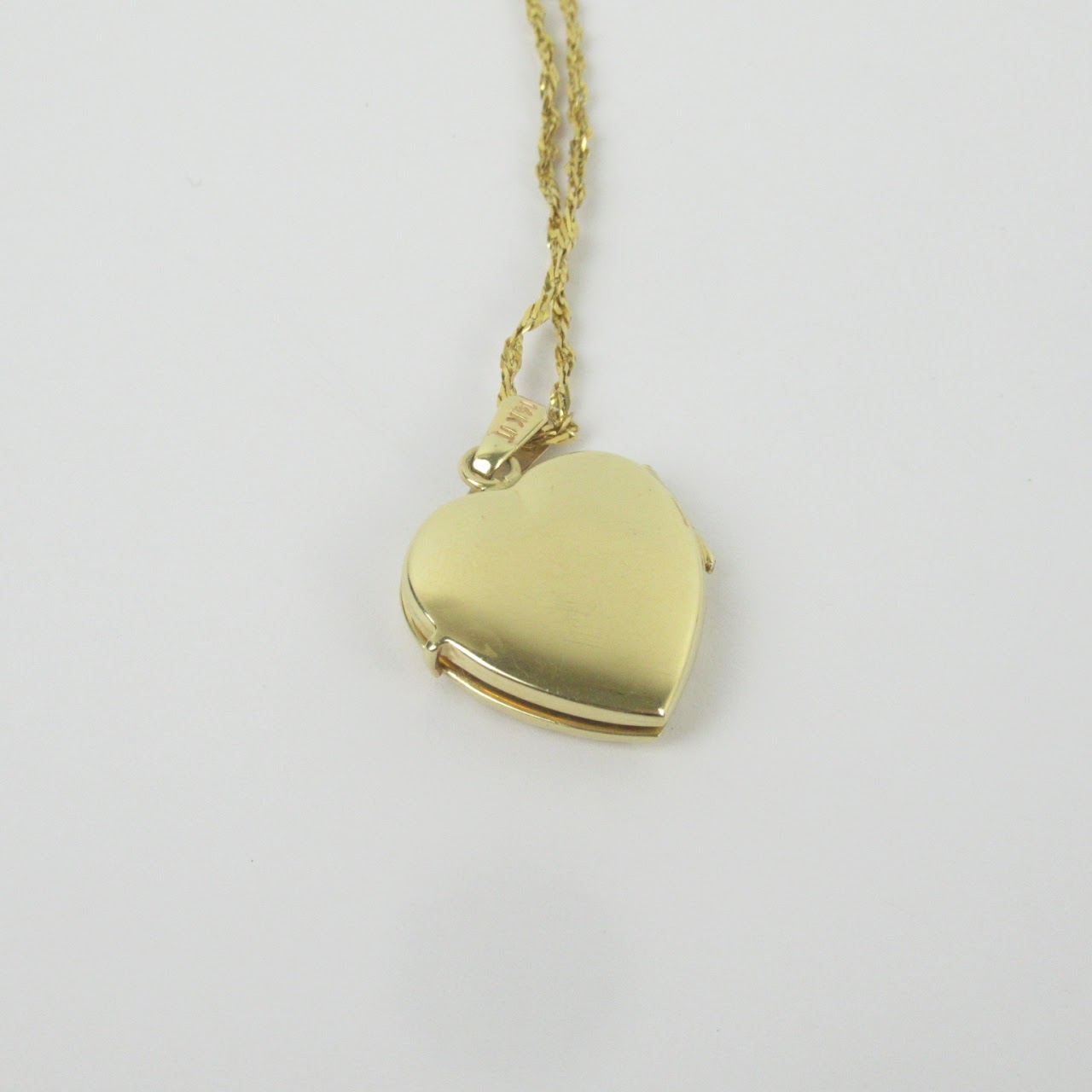 14K Gold Heart Locket Pendant