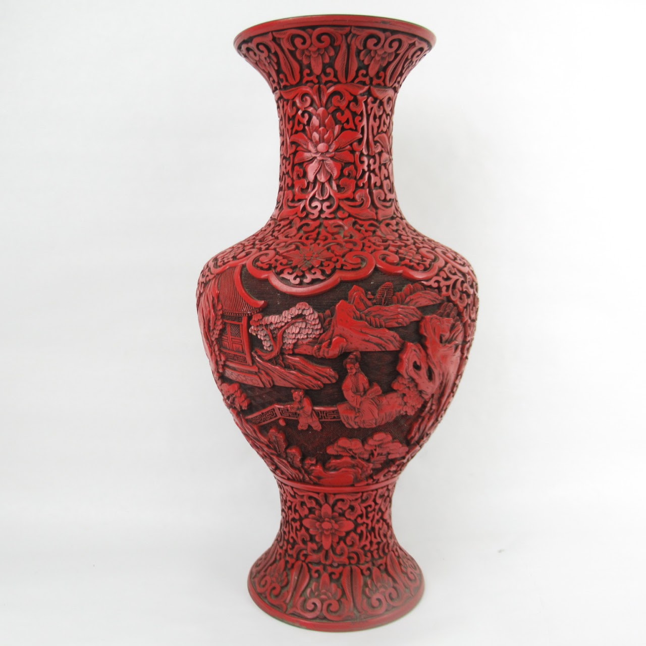 Carved Asian Cinnabar Vase