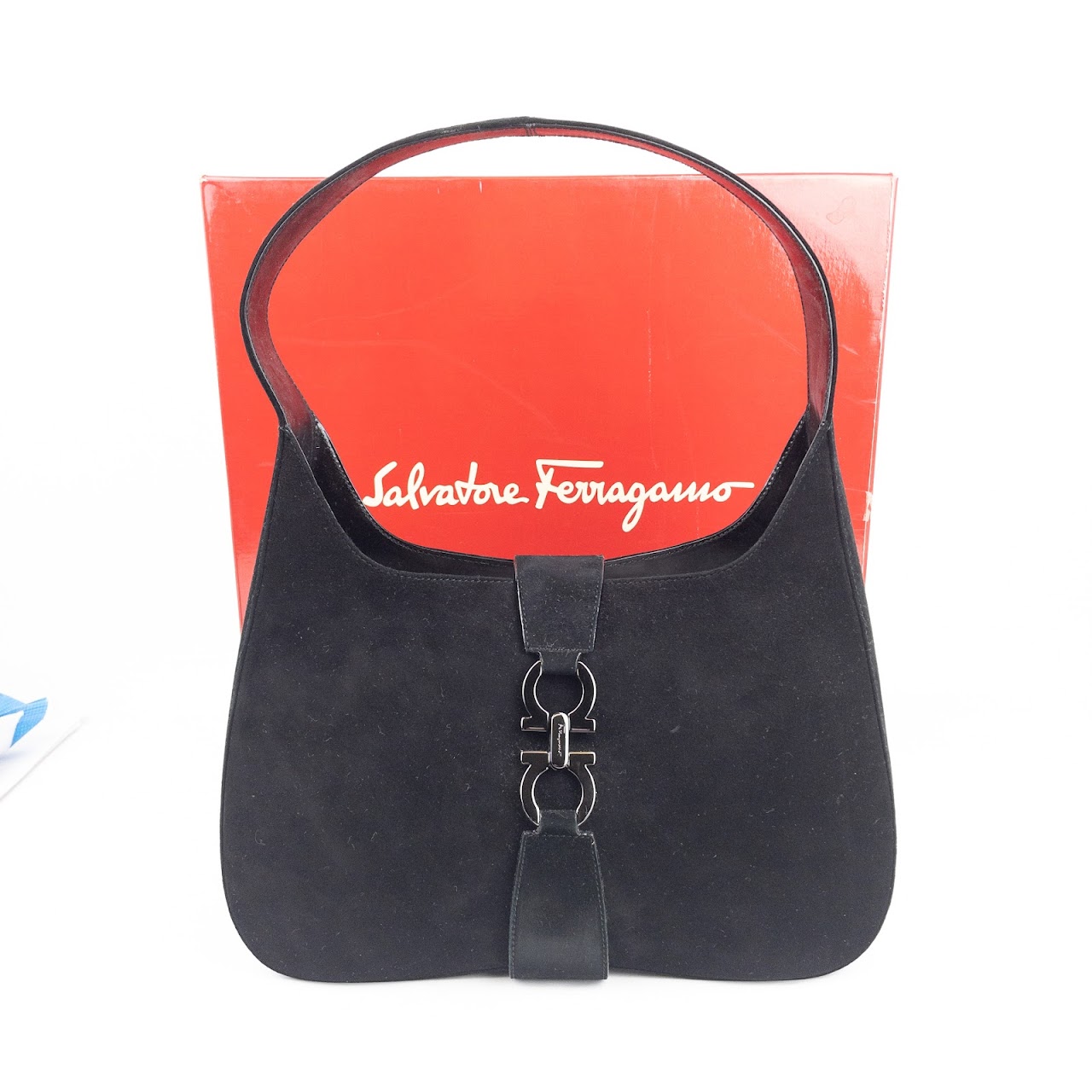 Salvatore Ferragamo Gancini Suede Handbag