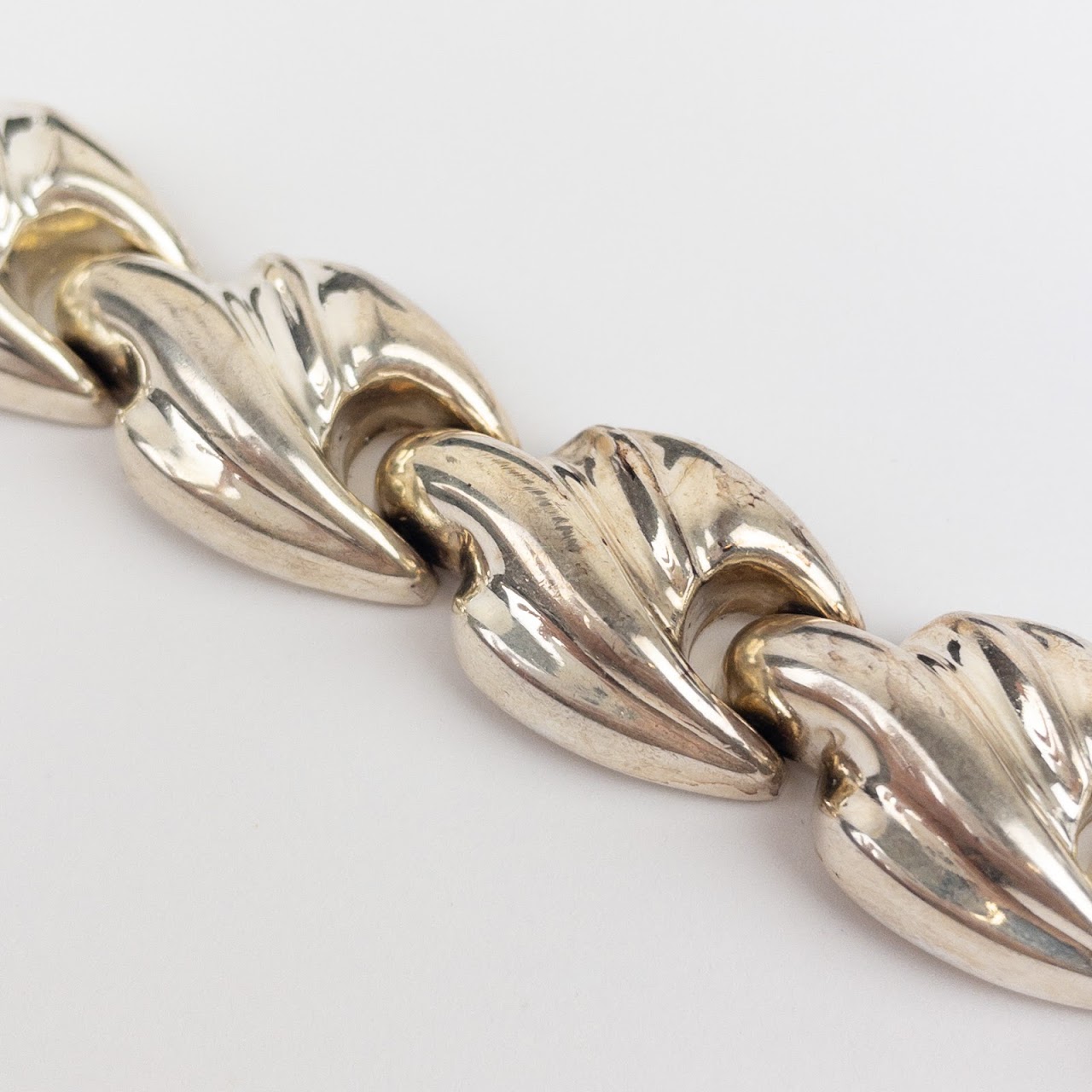 Sterling Silver Wave Link Bracelet