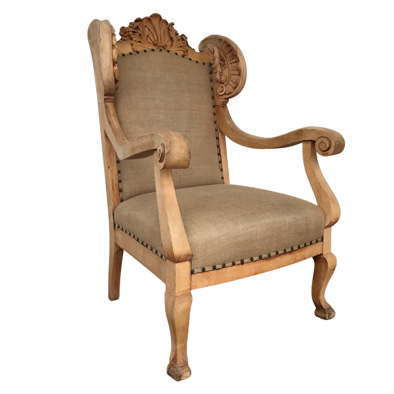 Carved Refinished Antique Wing Chair