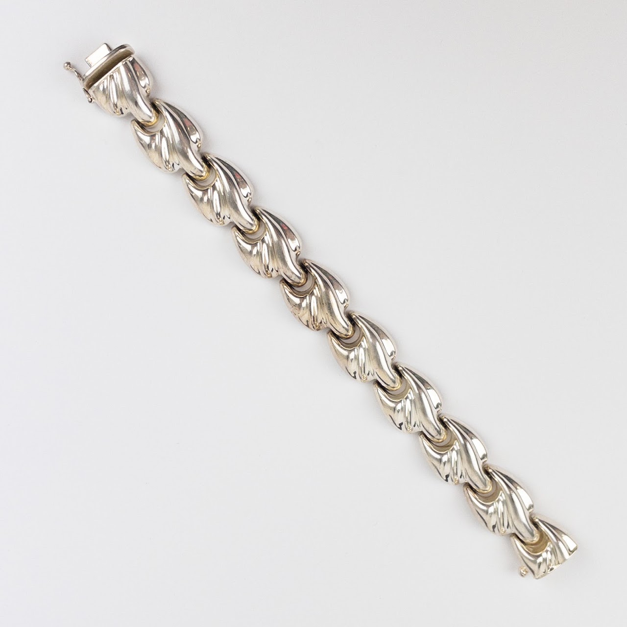 Sterling Silver Wave Link Bracelet