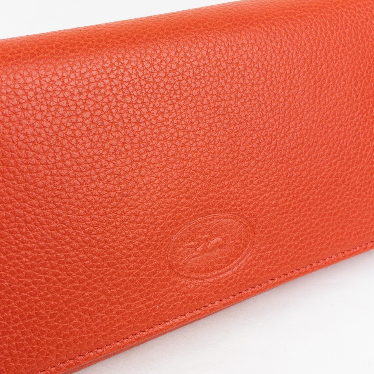 Longchamp NEW Orange Leather Continental Wallet