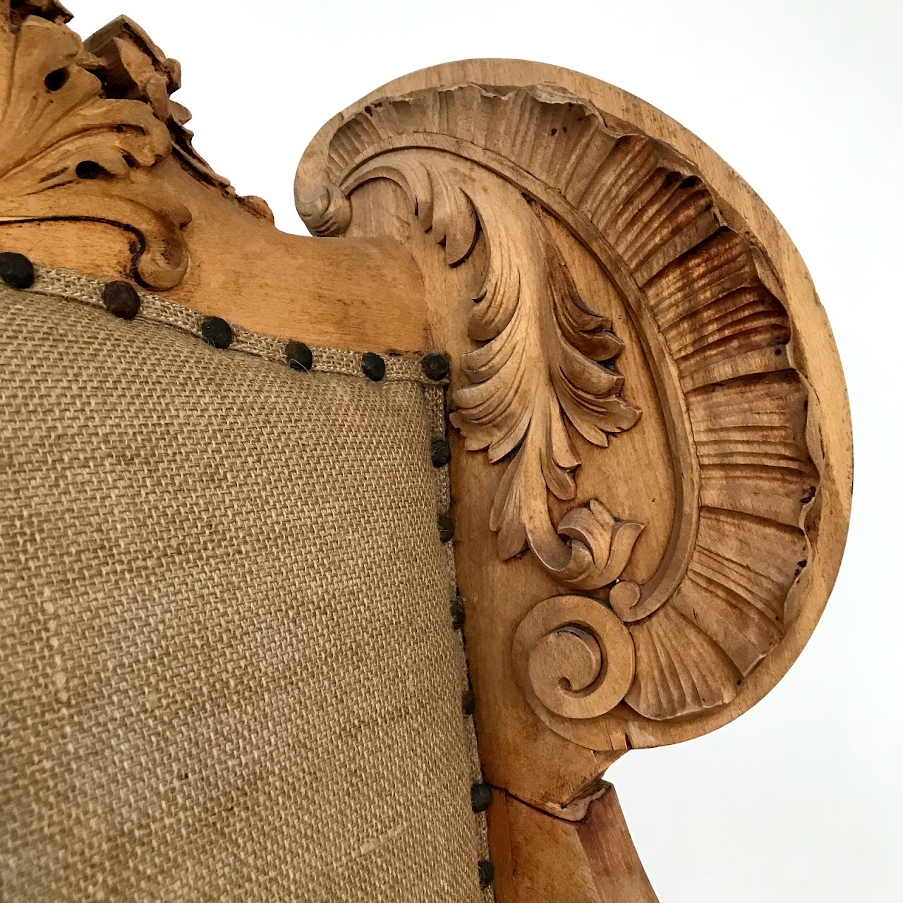 Carved Refinished Antique Wing Chair