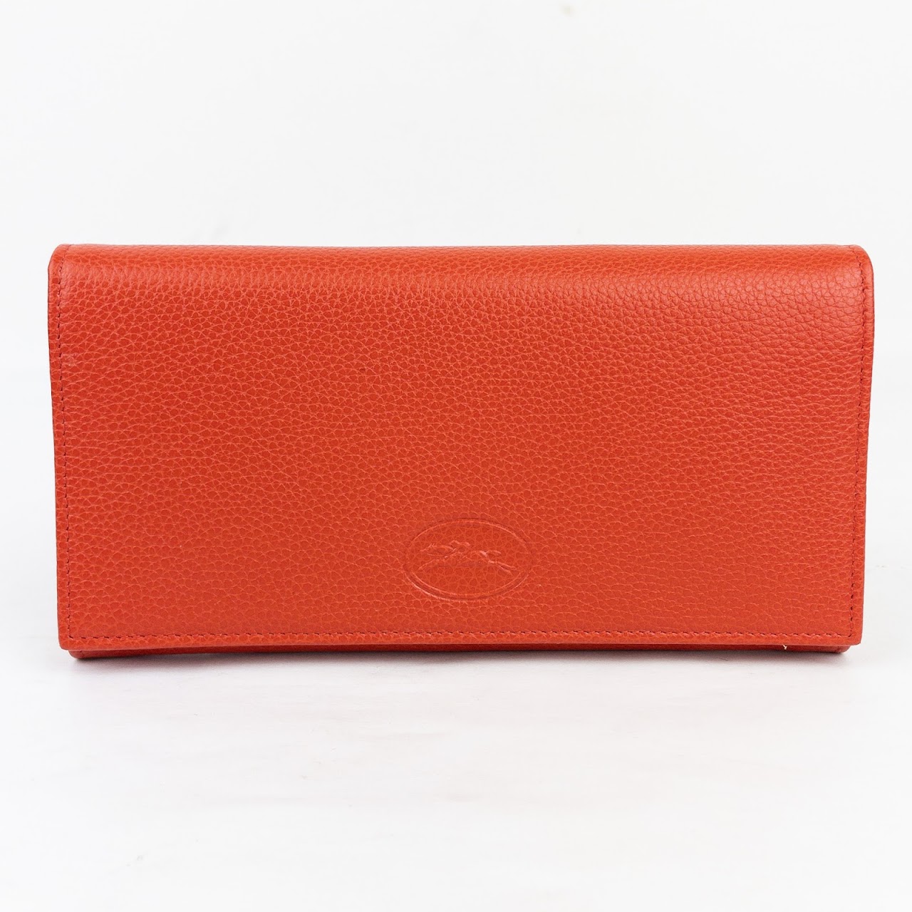 Longchamp NEW Orange Leather Continental Wallet