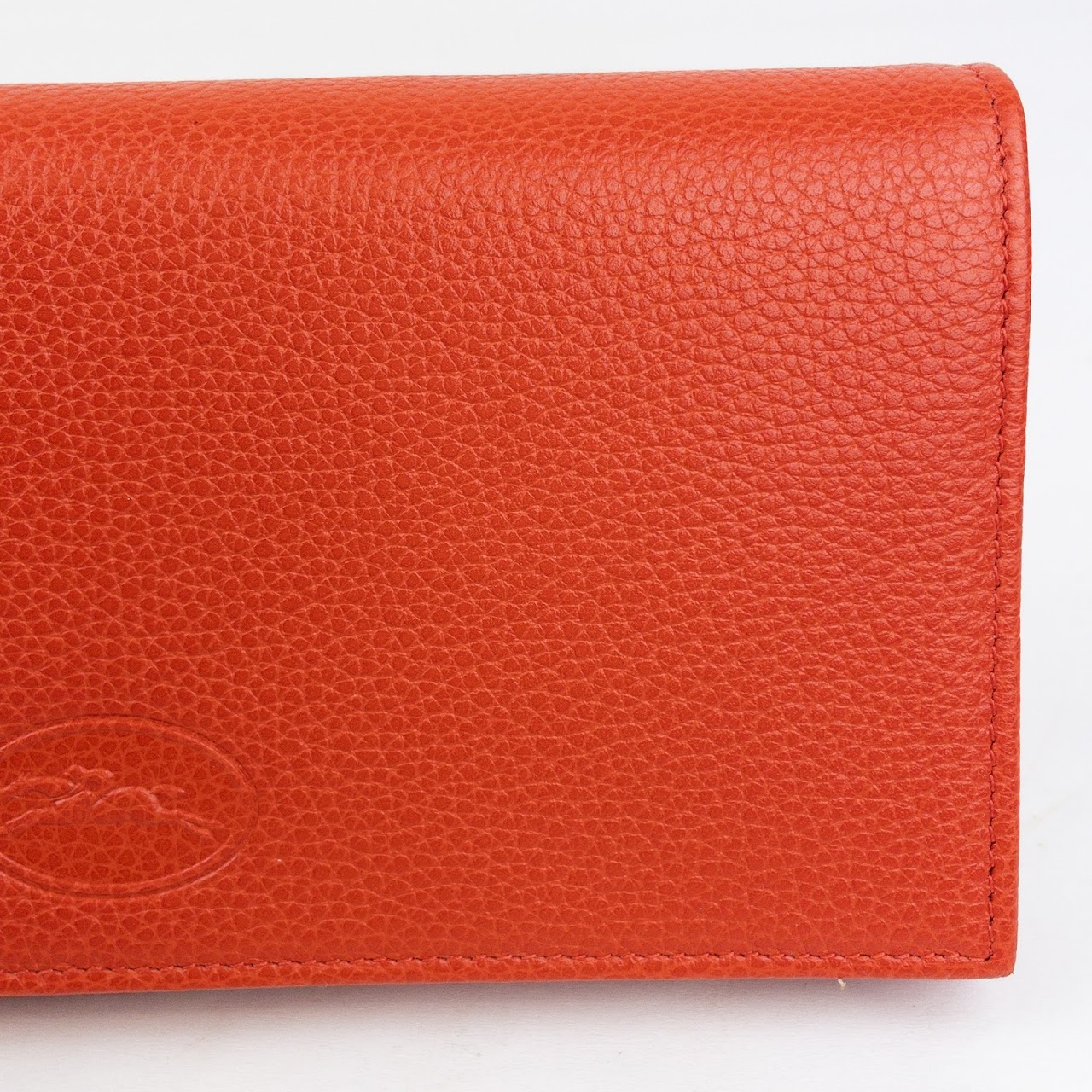 Longchamp NEW Orange Leather Continental Wallet