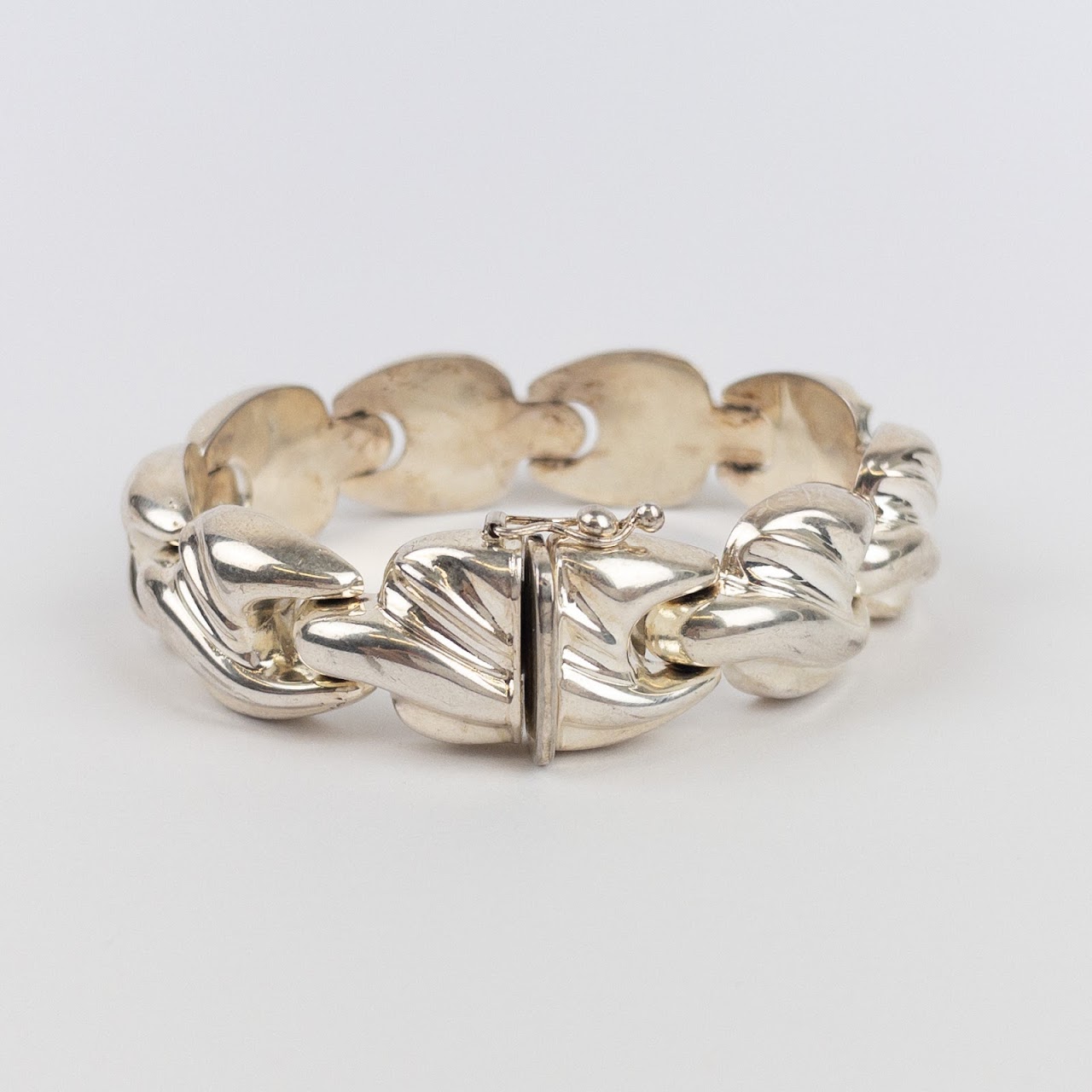 Sterling Silver Wave Link Bracelet