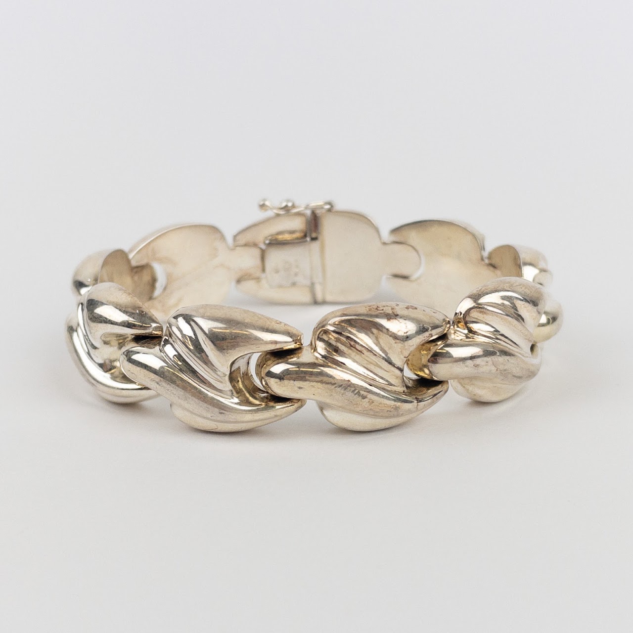 Sterling Silver Wave Link Bracelet