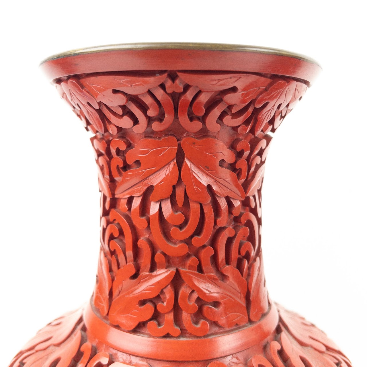 Carved Cinnabar Vase Pair