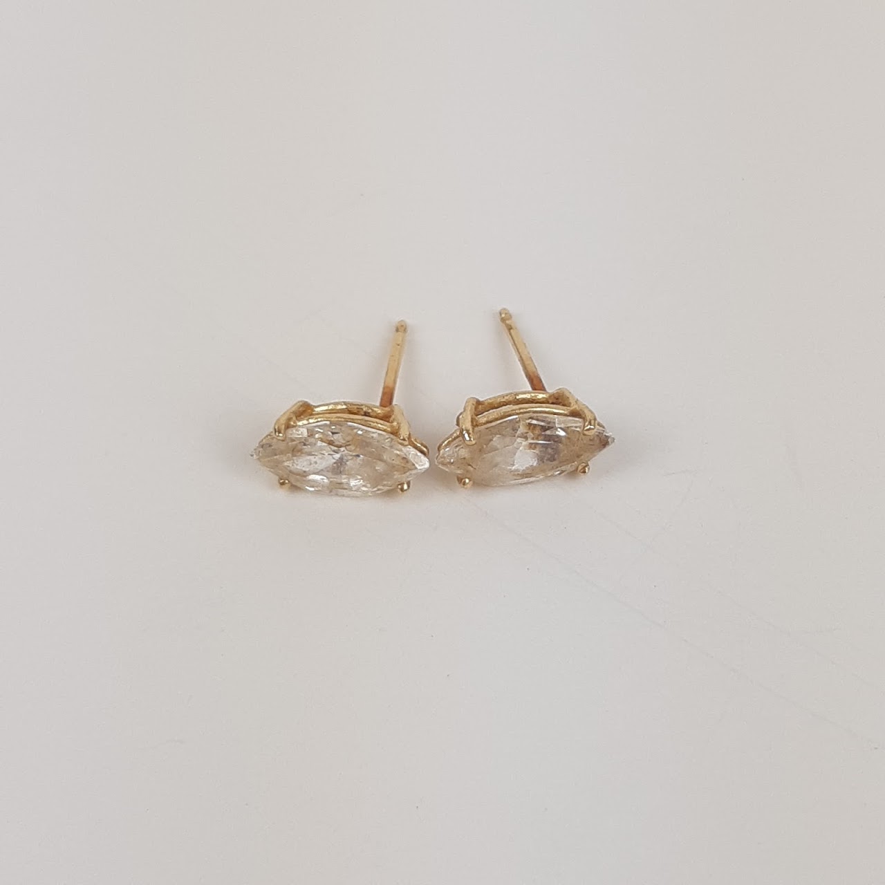 14K Gold & CZ Post Earring Pair Lot of 3