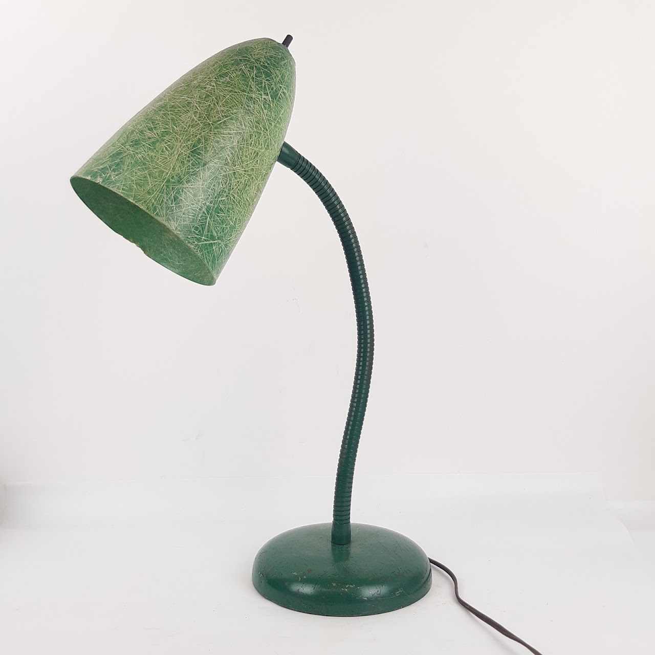 Mid-Century Modern Fiberglass Shade Gooseneck Desk Lamp