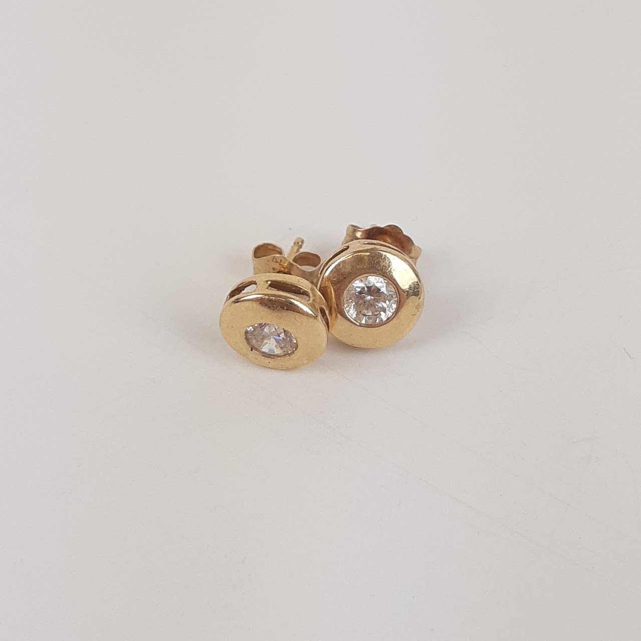 14K Gold & CZ Post Earring Pair Lot of 3