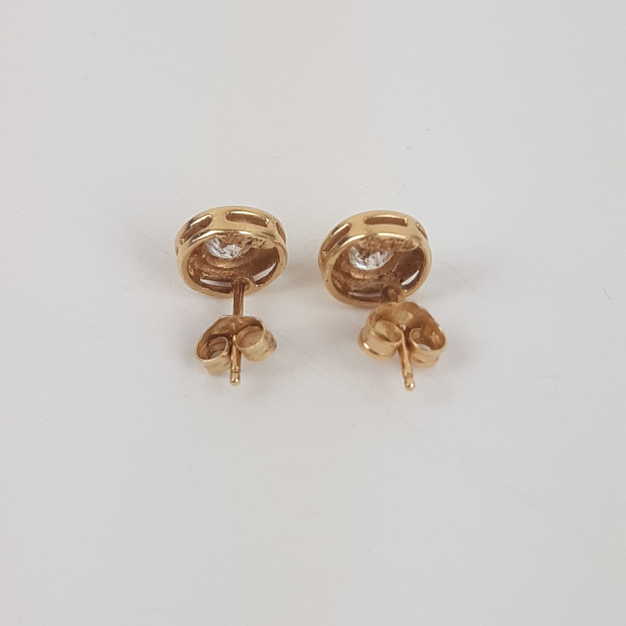 14K Gold & CZ Post Earring Pair Lot of 3