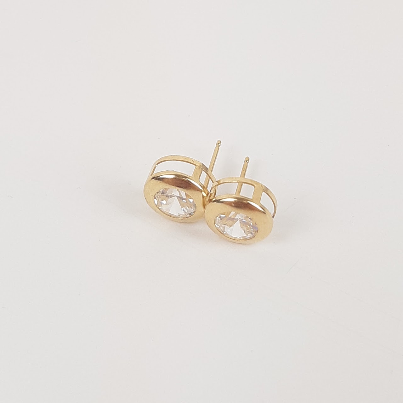 14K Gold & CZ Post Earring Pair Lot of 3