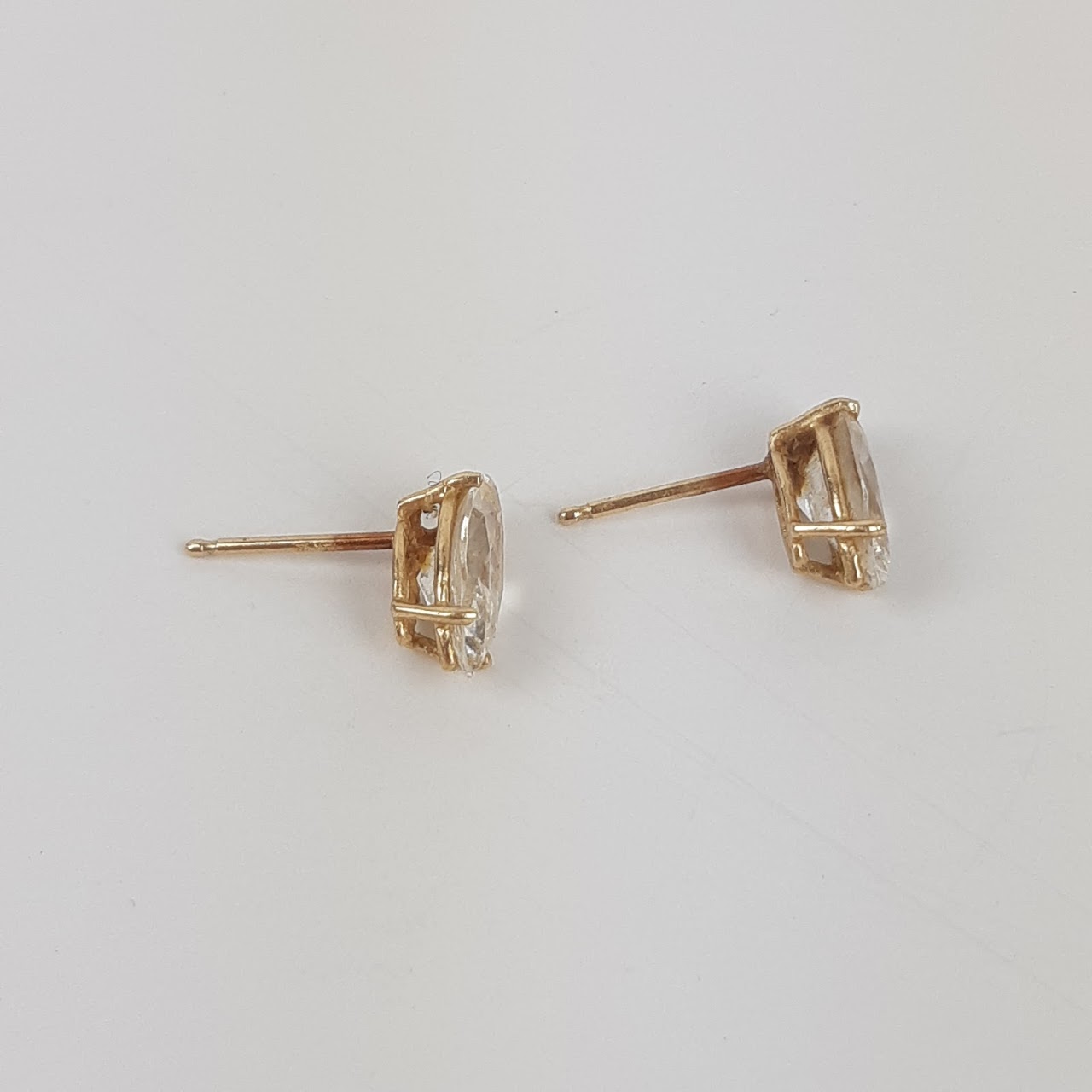 14K Gold & CZ Post Earring Pair Lot of 3