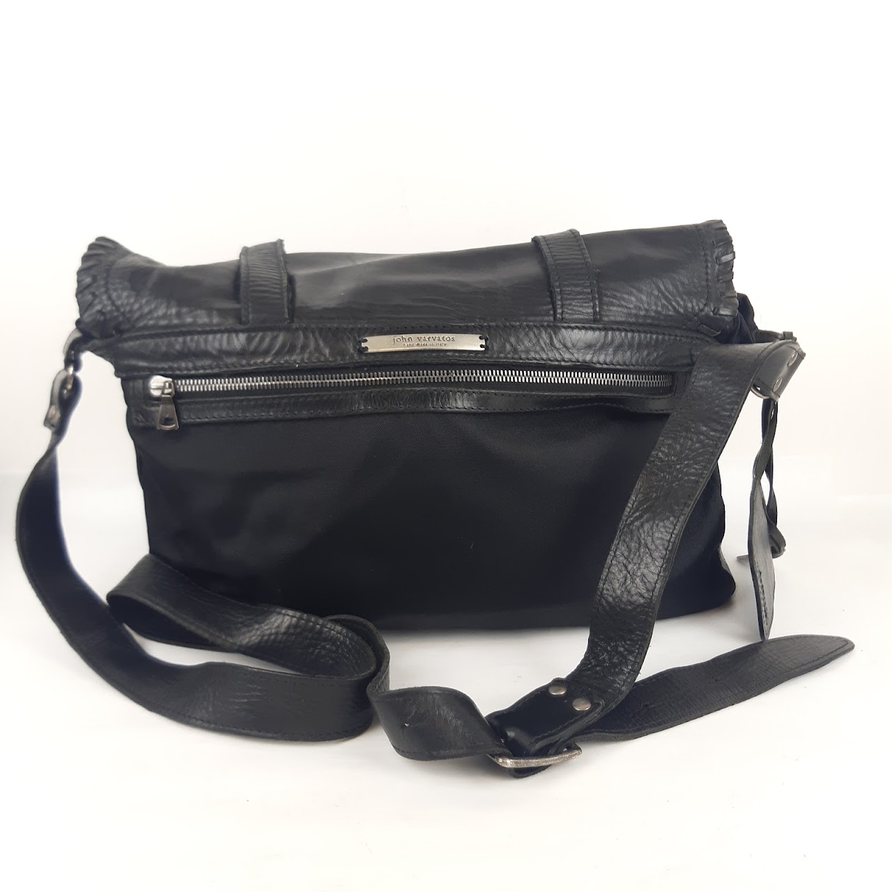 John Varvatos Leather Messenger Bag