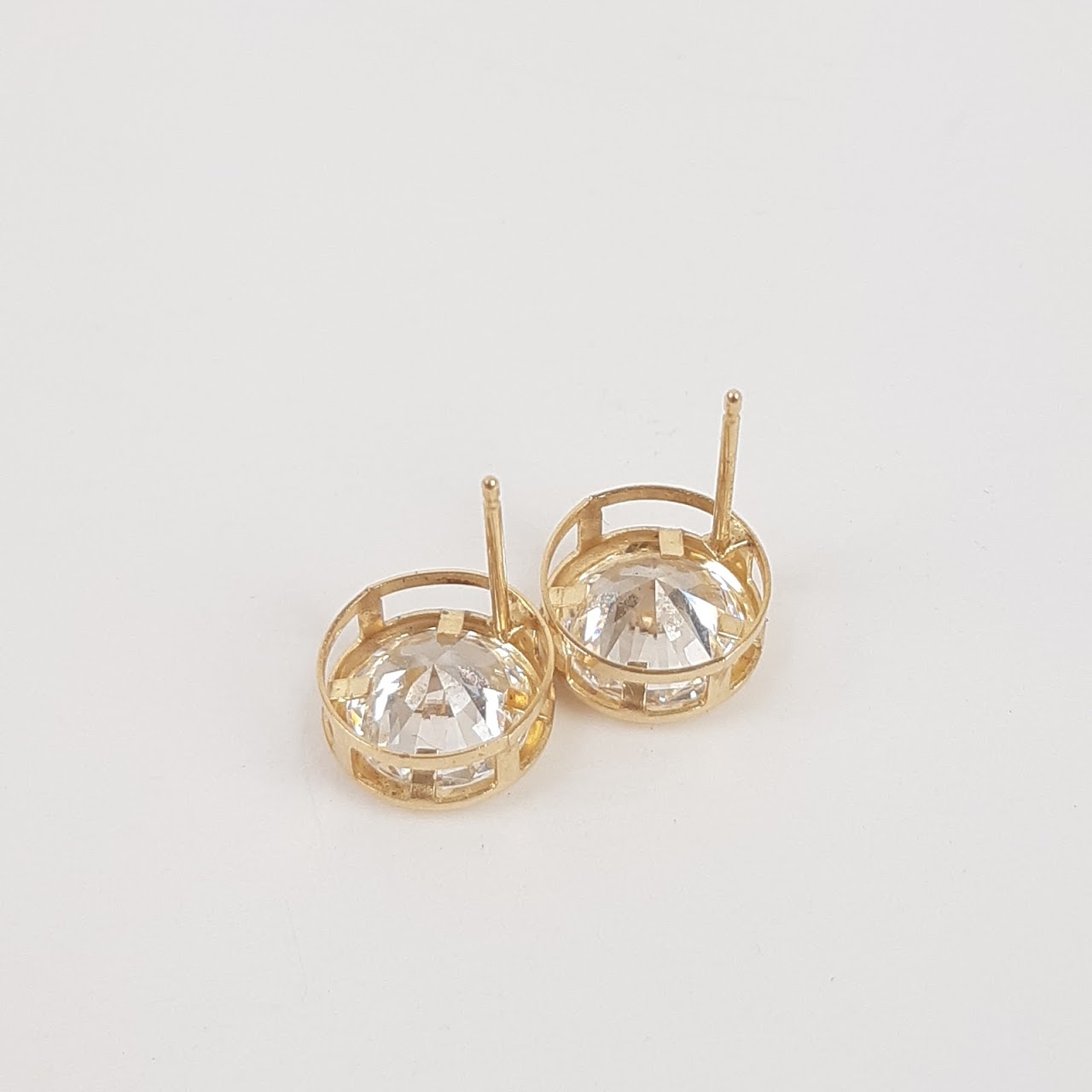 14K Gold & CZ Post Earring Pair Lot of 3