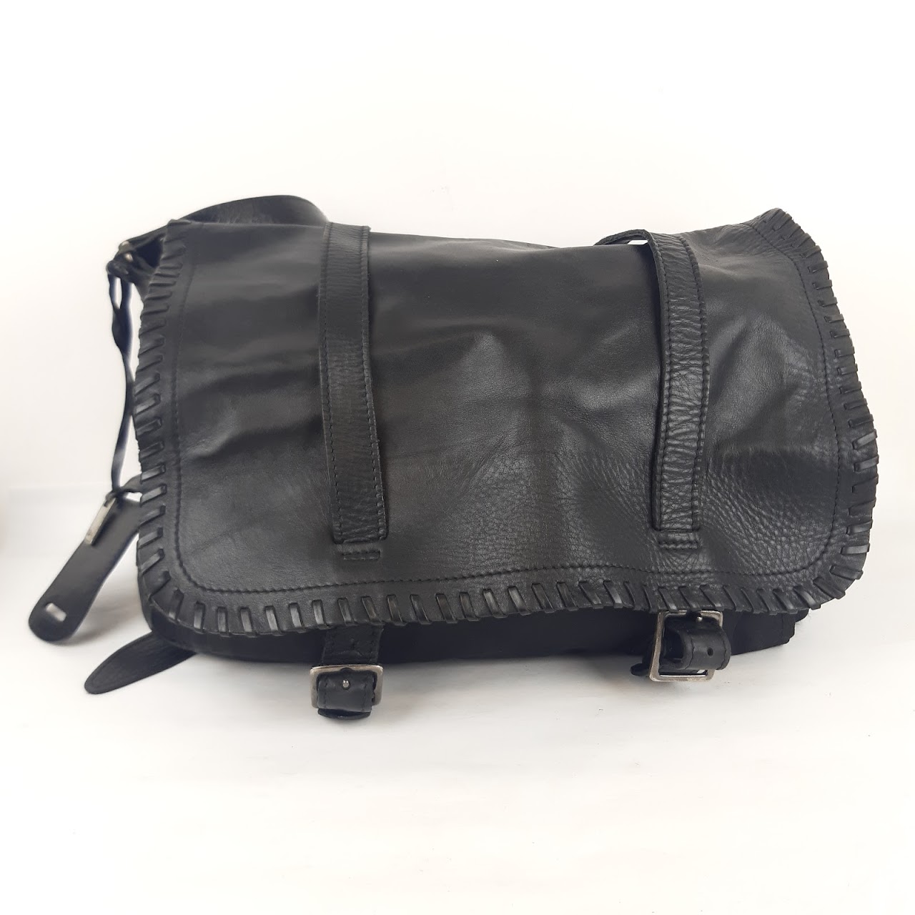 John Varvatos Leather Messenger Bag