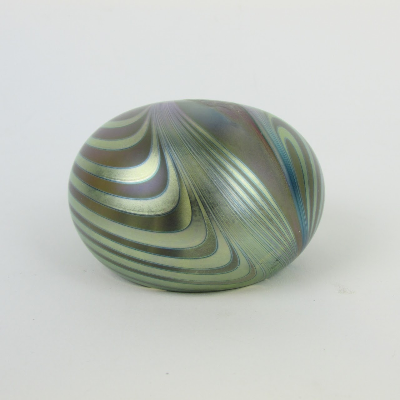 Iridescent Art Glass Signed Paperweight