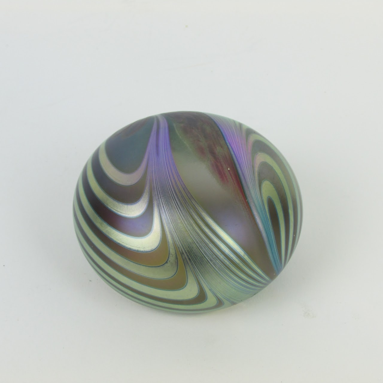 Iridescent Art Glass Signed Paperweight