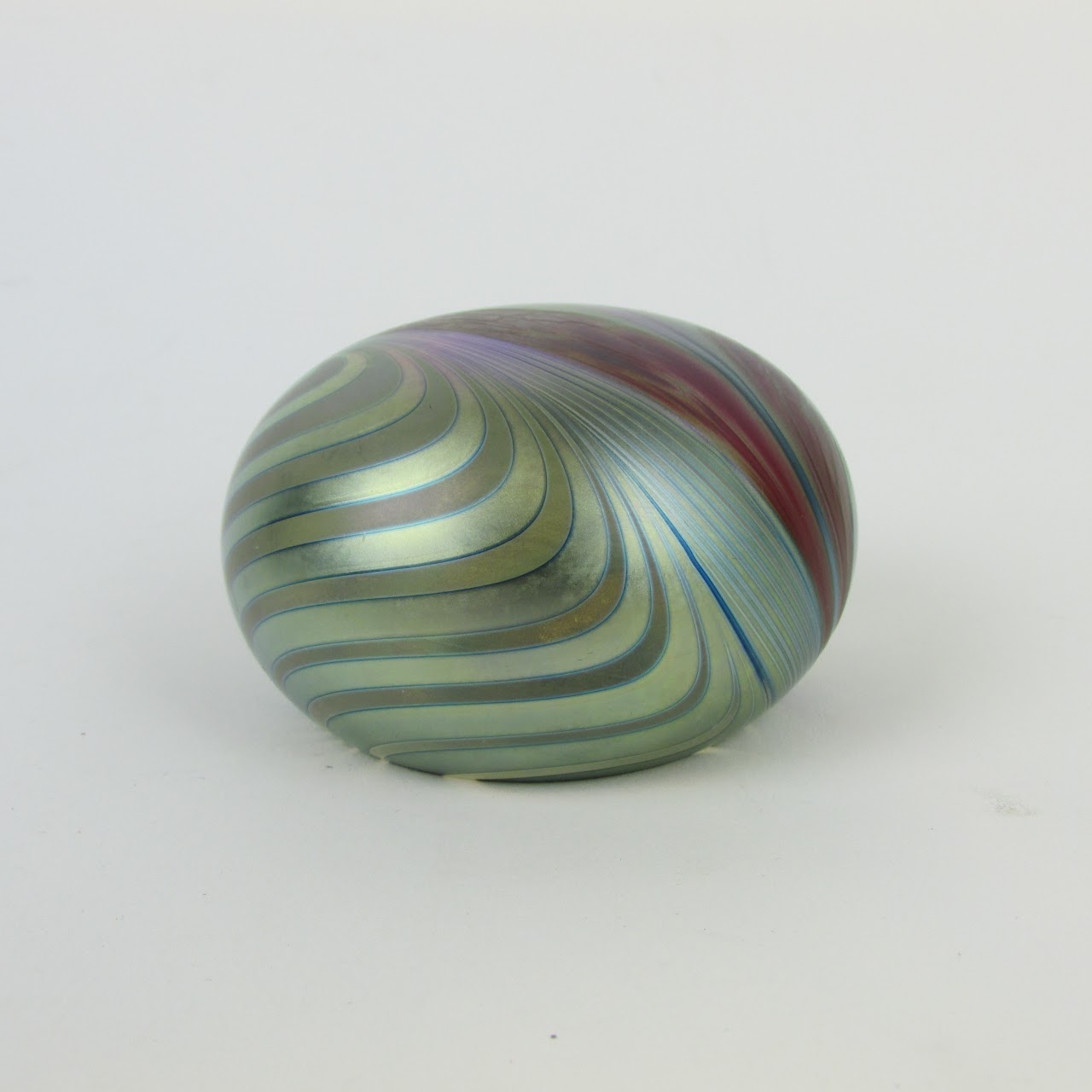 Iridescent Art Glass Signed Paperweight