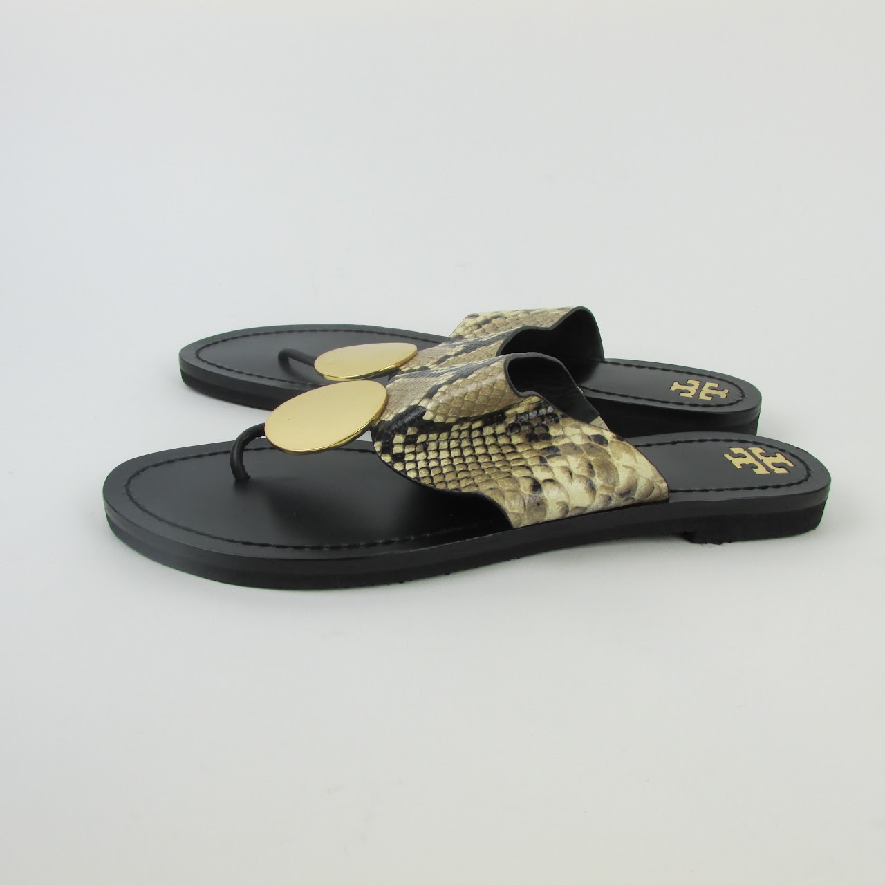 Tory Burch Embossed Leather Flip Flops