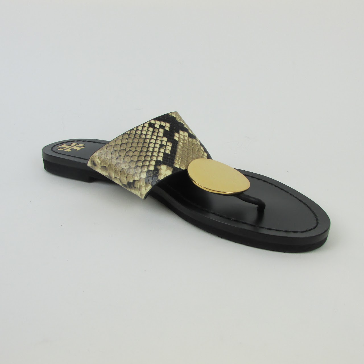 Tory Burch Embossed Leather Flip Flops