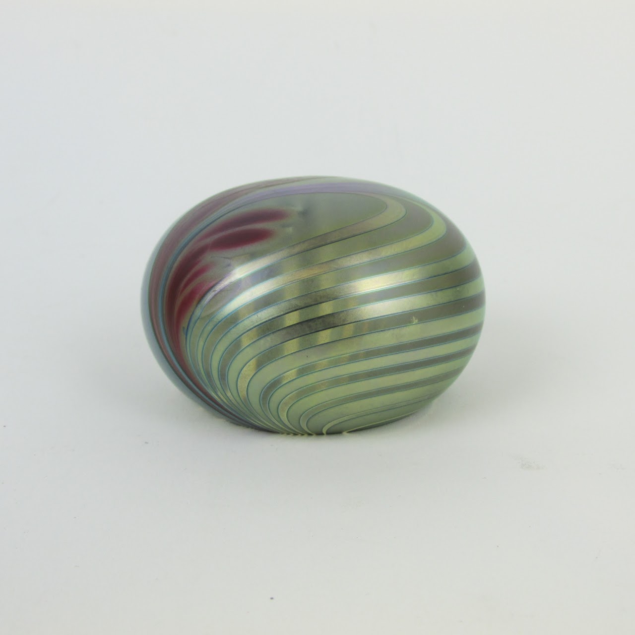 Iridescent Art Glass Signed Paperweight