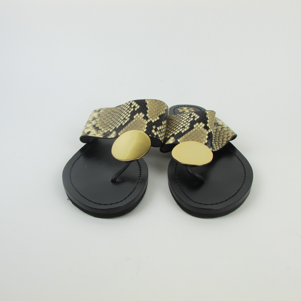 Tory Burch Embossed Leather Flip Flops