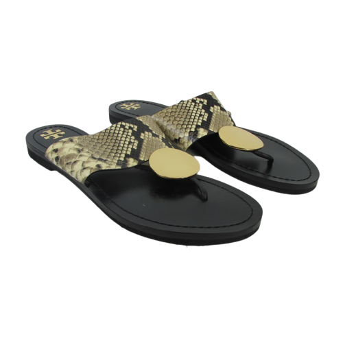 Tory Burch Embossed Leather Flip Flops