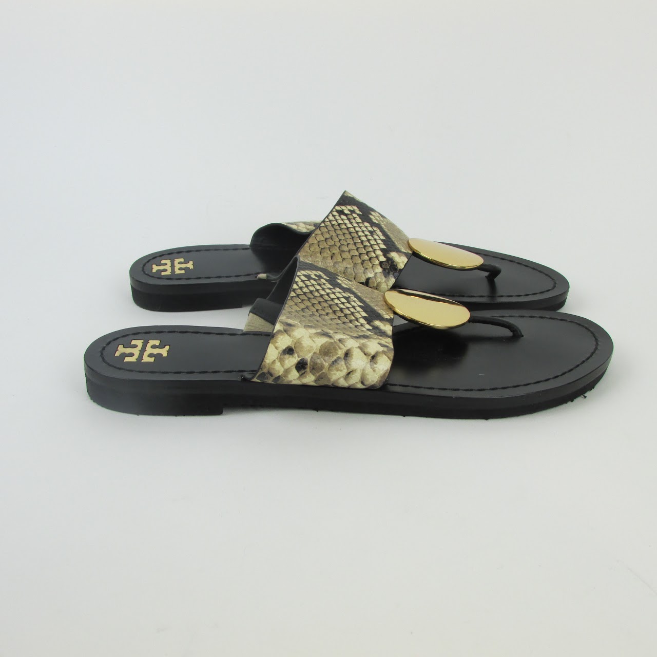 Tory Burch Embossed Leather Flip Flops