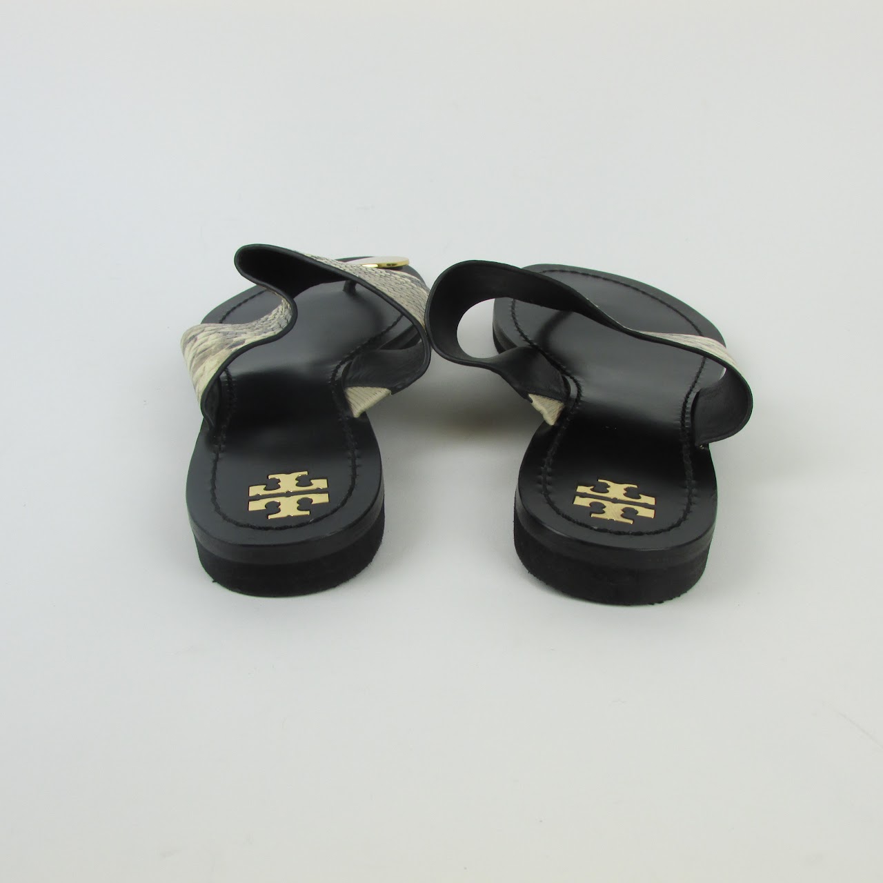 Tory Burch Embossed Leather Flip Flops