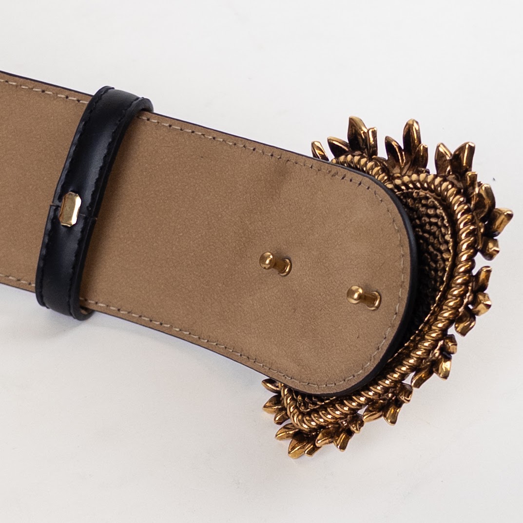 Dolce & Gabbana Wide Leather Belt With Embellished Heart Buckle