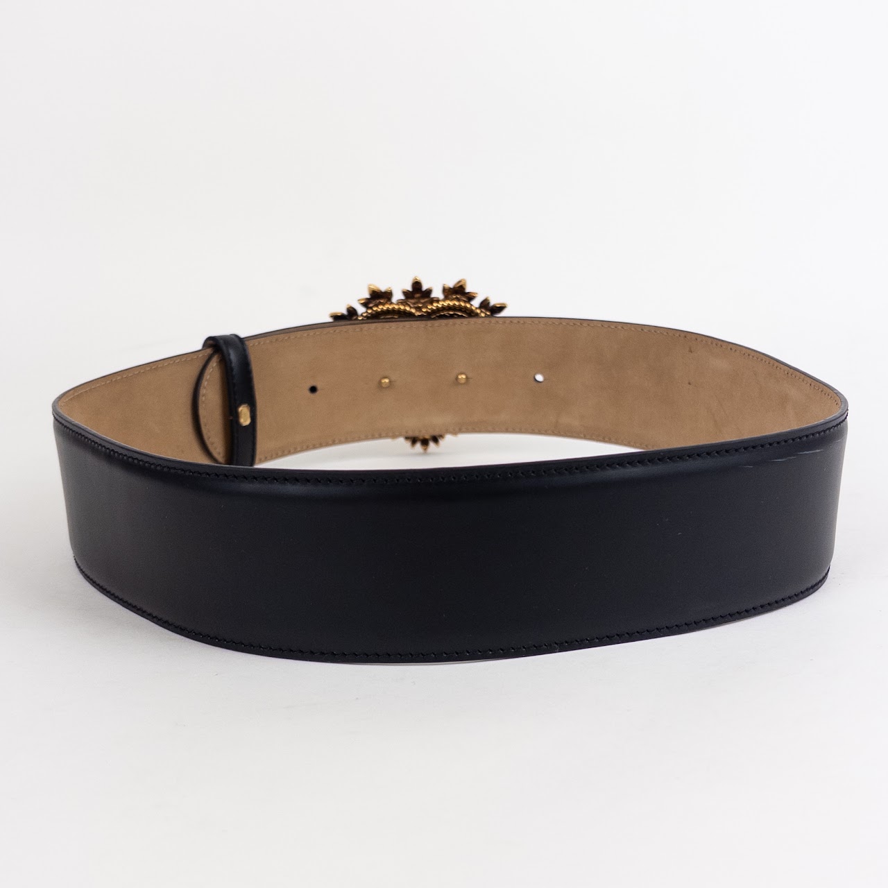 Dolce & Gabbana Wide Leather Belt With Embellished Heart Buckle