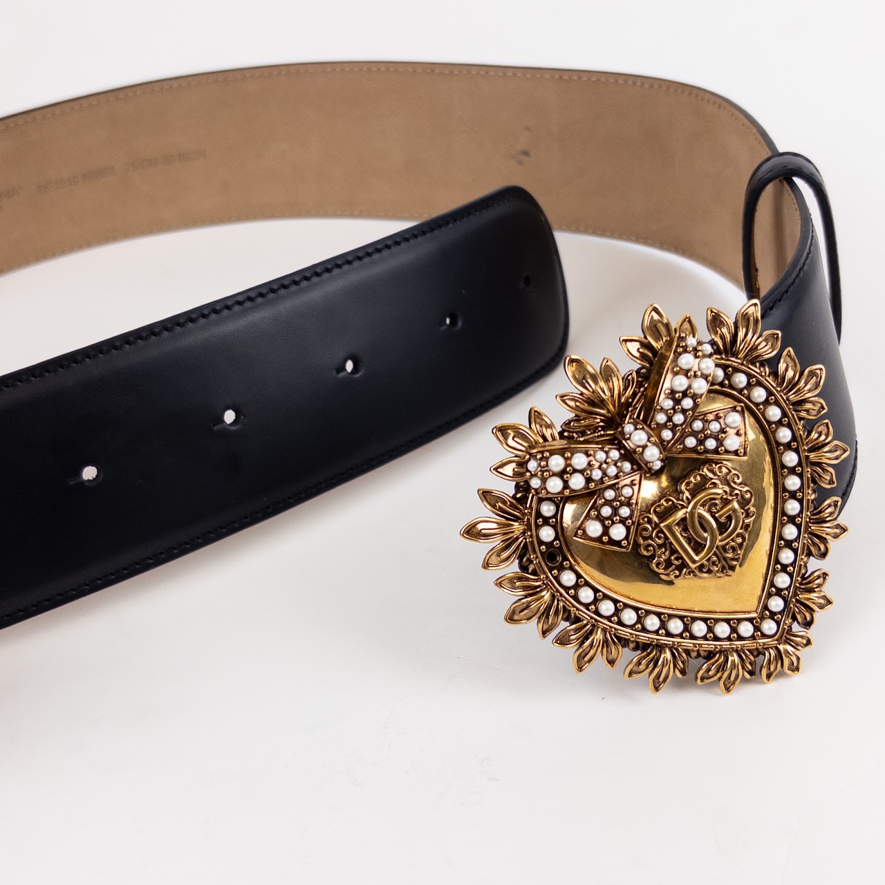 Dolce & Gabbana Wide Leather Belt With Embellished Heart Buckle