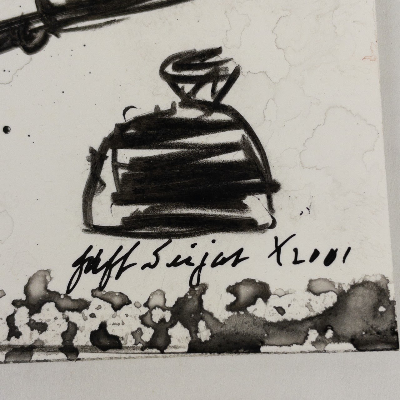 Jaff Seijas 'Pen & Ink Man' Signed Ink Drawing