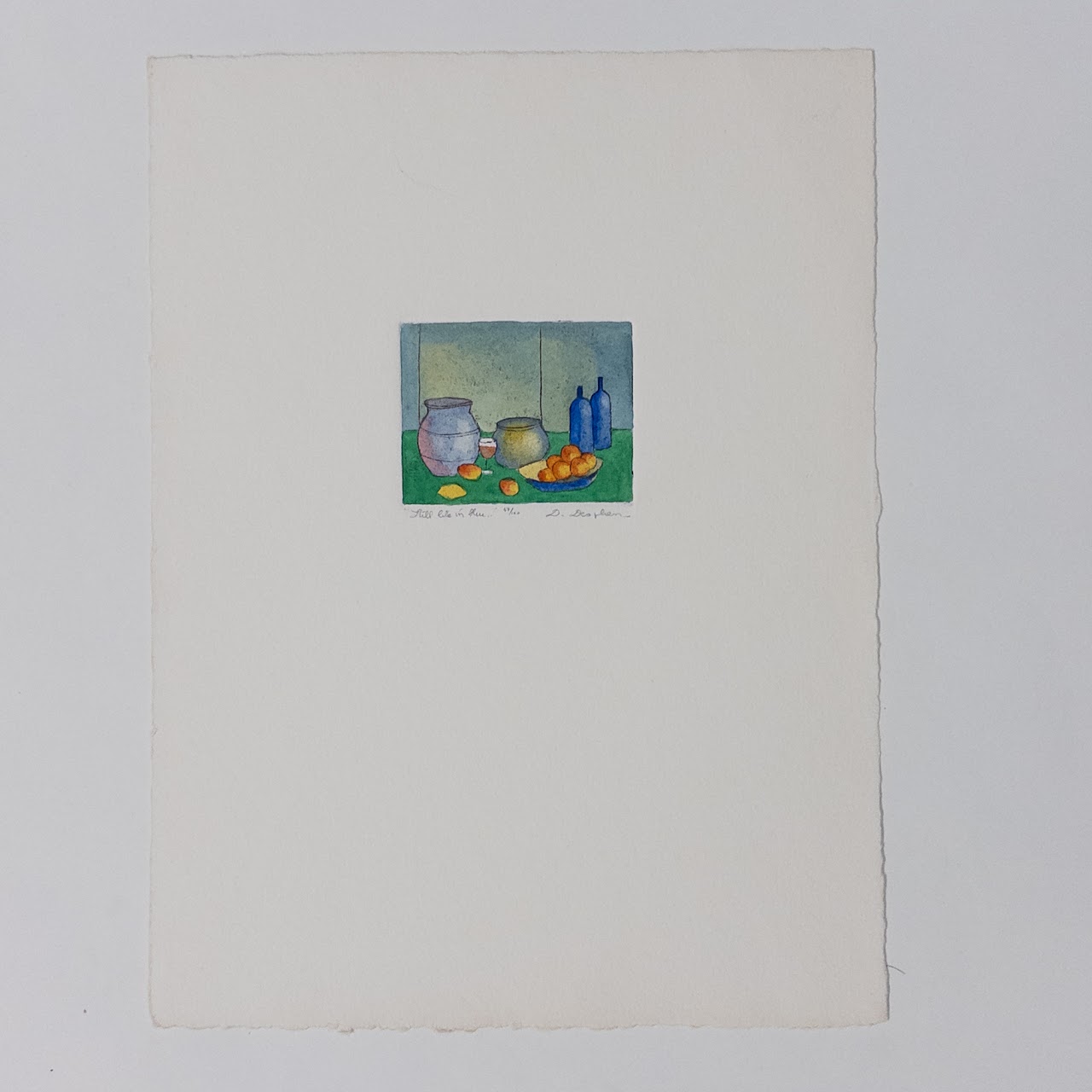 Danielle Desplan 'A Still Life in Blue' Etching in Color