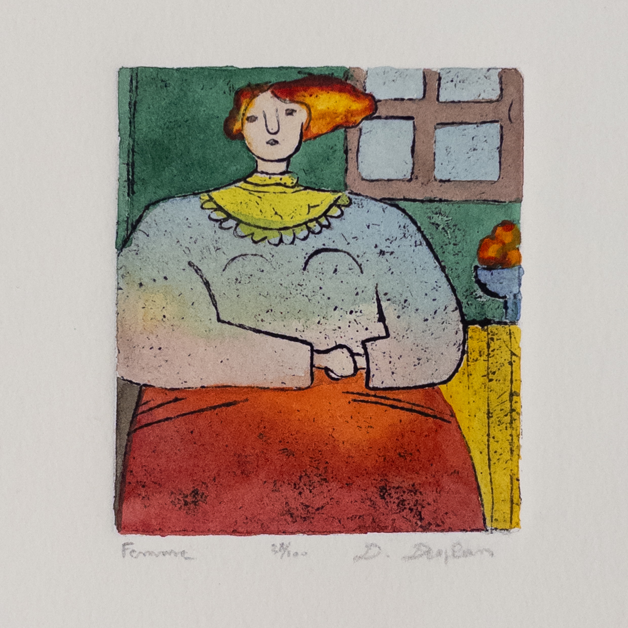 Danielle Desplan 'Femme' Etching in Color