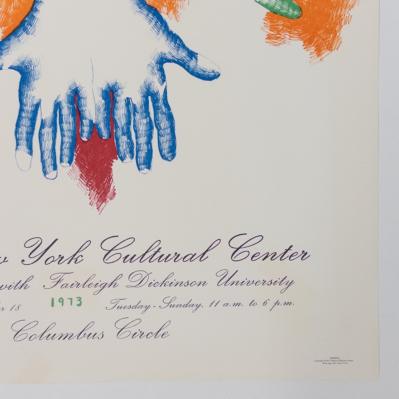 Marisol Escobar Prints Off-Set Lithograph Poster for the New York Cultural Center 1973