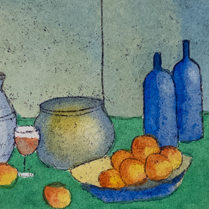 Danielle Desplan 'A Still Life in Blue' Etching in Color