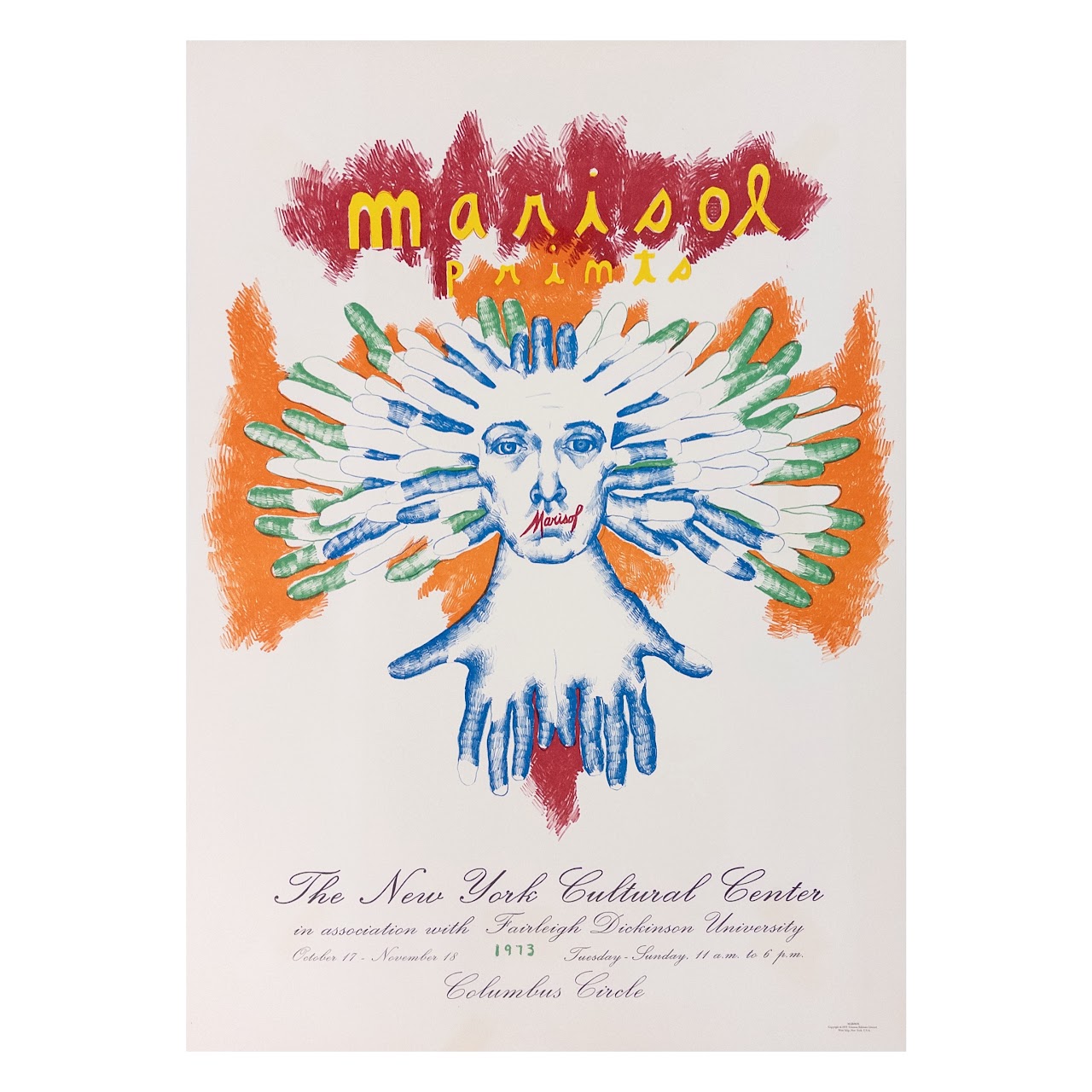 Marisol Escobar Prints Off-Set Lithograph Poster for the New York Cultural Center 1973