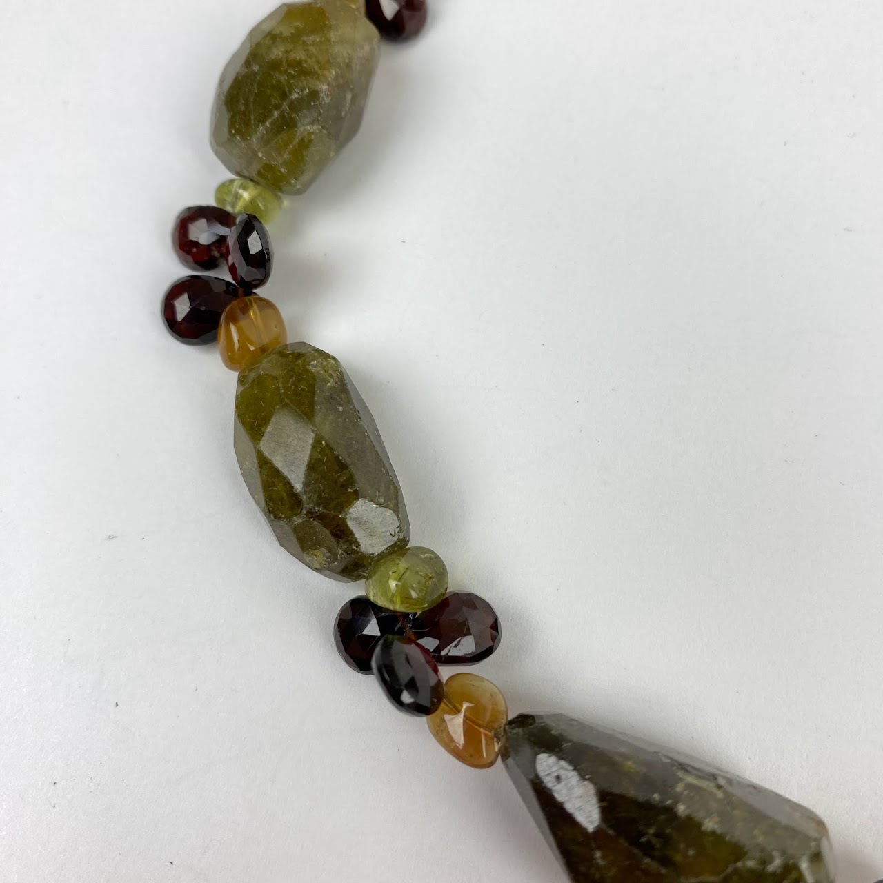 Green & Red Garnet Sterling Silver Necklace