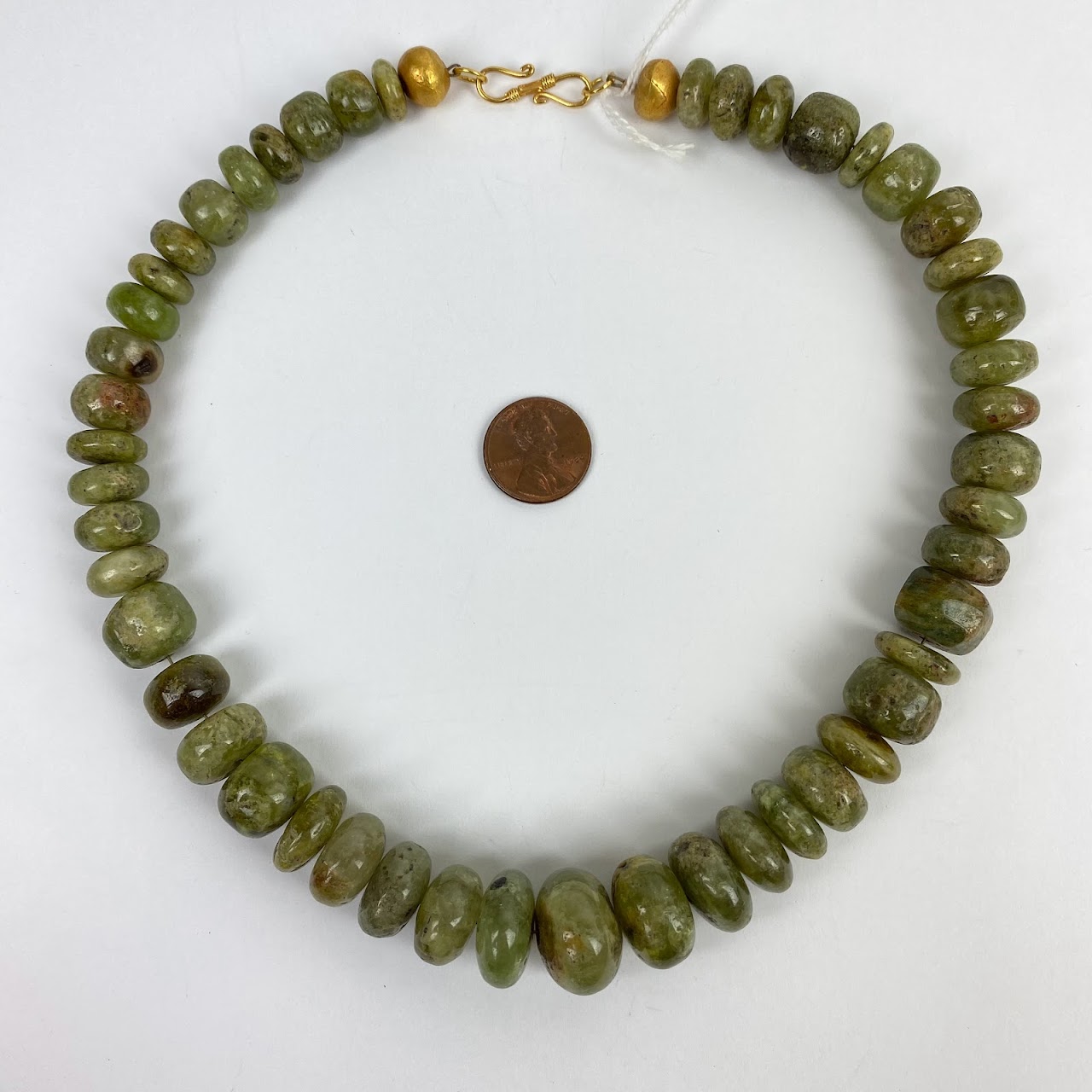 Green Grossular Garnet & 18K Gold Necklace