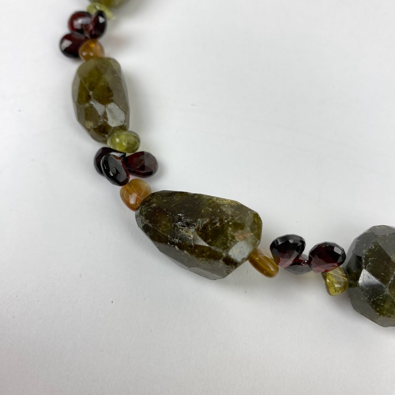 Green & Red Garnet Sterling Silver Necklace