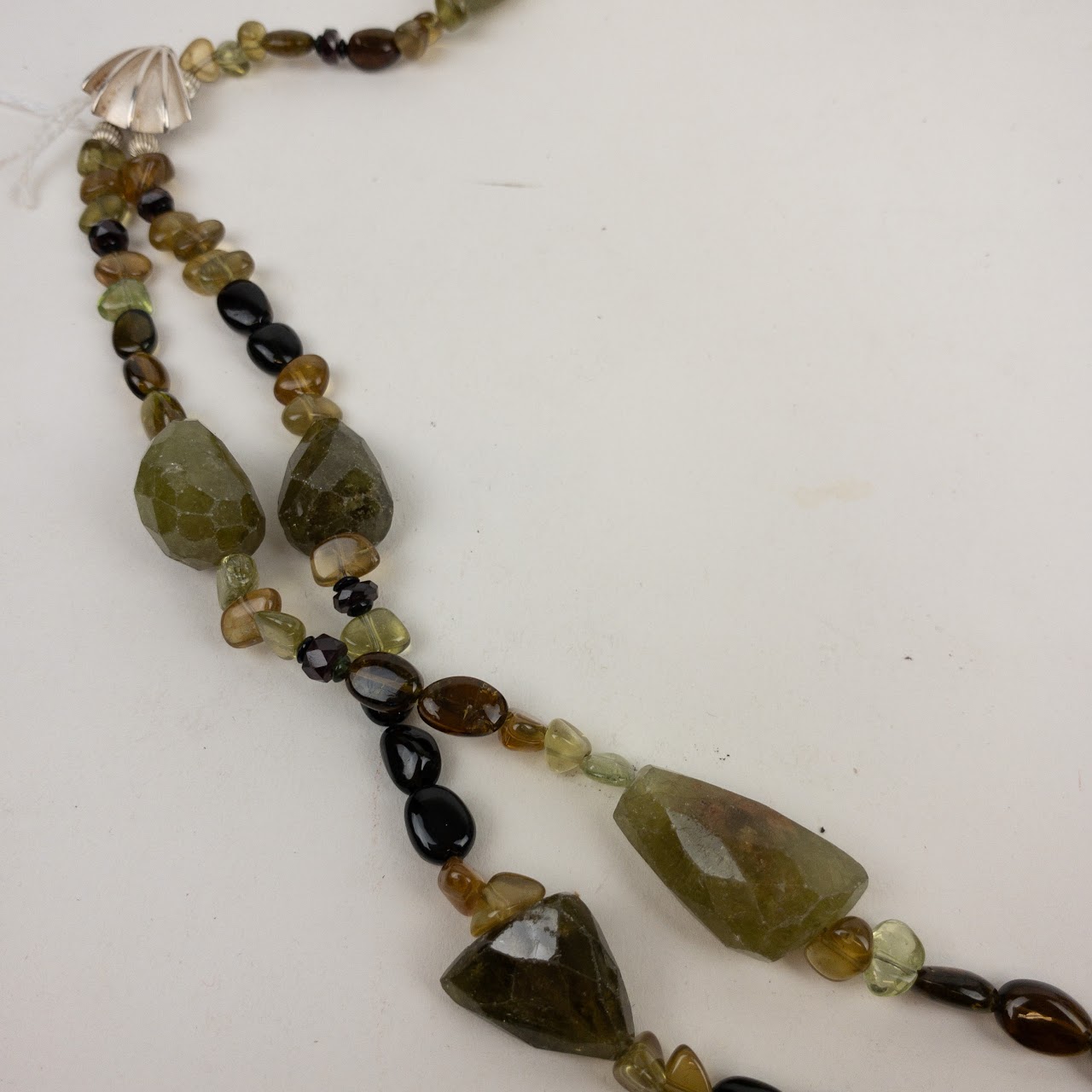 Green Garnet, Tourmaline,  Apatite & Sterling Silver Necklace