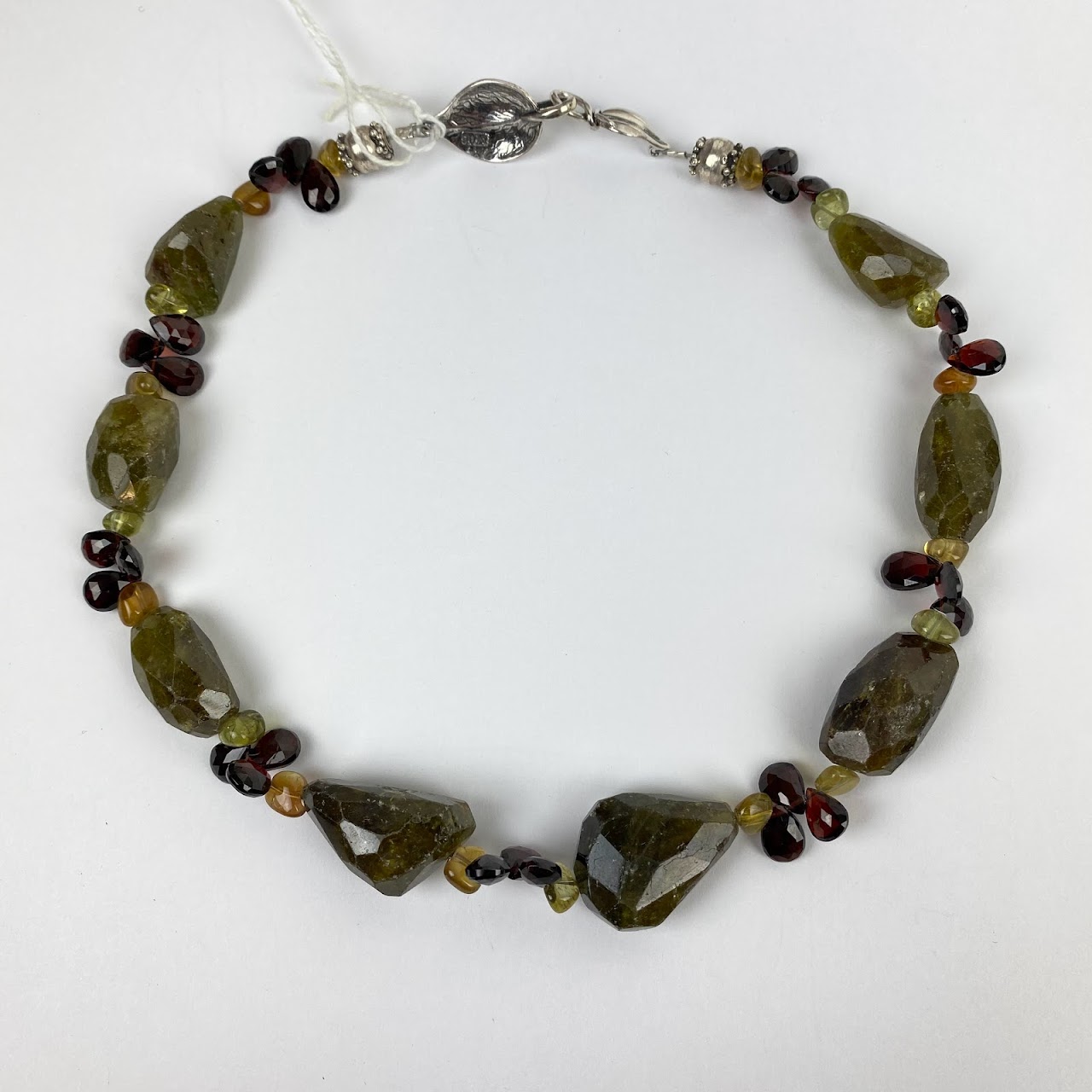 Green & Red Garnet Sterling Silver Necklace