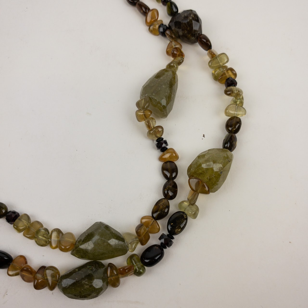 Green Garnet, Tourmaline,  Apatite & Sterling Silver Necklace