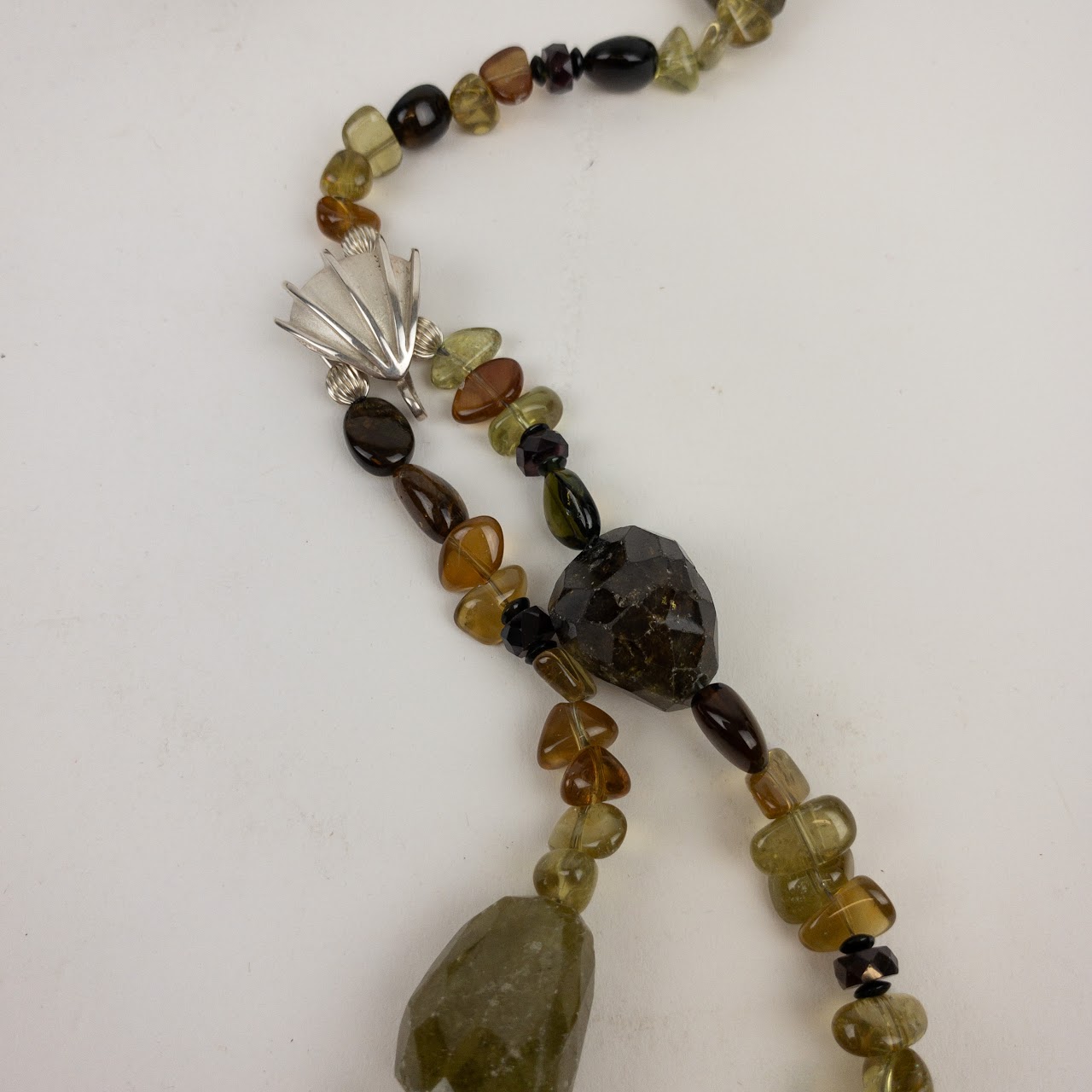 Green Garnet, Tourmaline,  Apatite & Sterling Silver Necklace